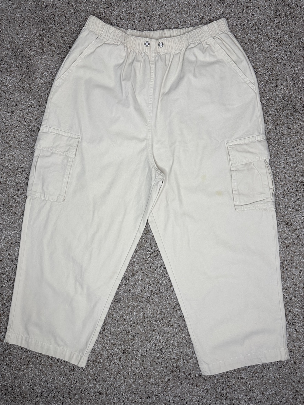 Blair Beige Elastic Waist Cargo Pants